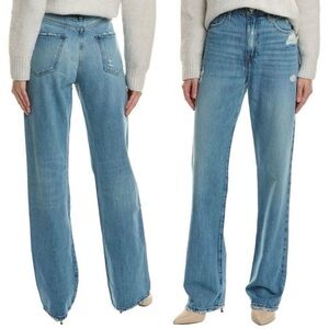 FRAME DENIM Le Jane High Rise Wide Leg Jeans in Downpour Rips